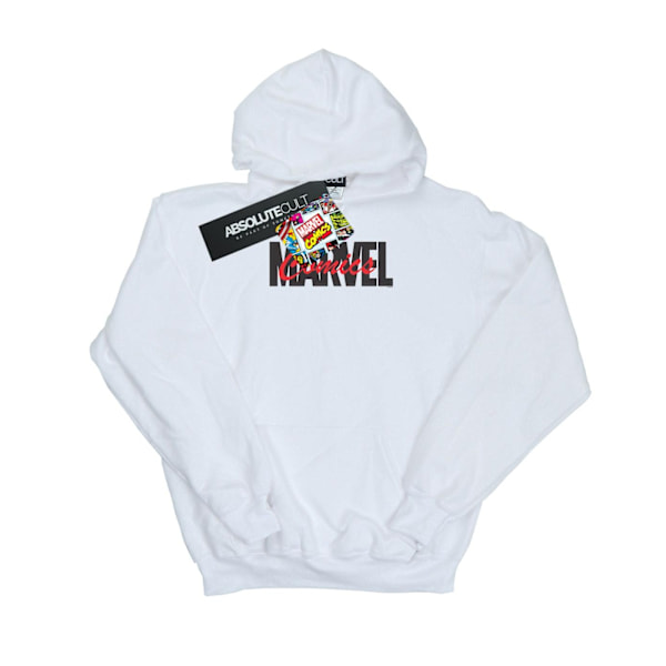 Marvel Boys Röd Font Logo Hoodie 7-8 År Vit White 7-8 Years