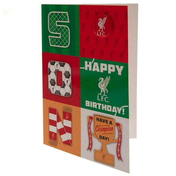 Liverpool FC Son Födelsedagskort 23cm x 15cm Röd/Grön/Vit Red/Green/White 23cm x 15cm