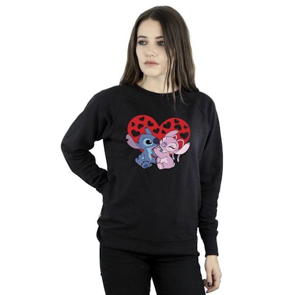 Disney Dam/Kvinnor Lilo & Stitch Hjärtan Sweatshirt XXL Svart Black XXL
