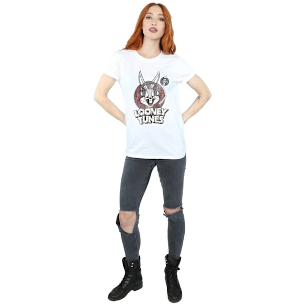 Looney Tunes Dam/Damer Bugs Bunny Cirkel Bomull Logotyp Pojkvän White M