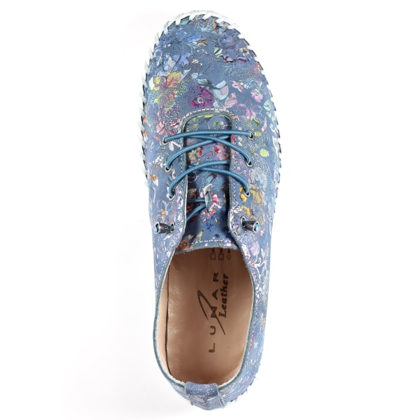 Lunar Womens/Ladies Exbury Floral Leather Plimsolls 6 UK Blue Blue 6 UK