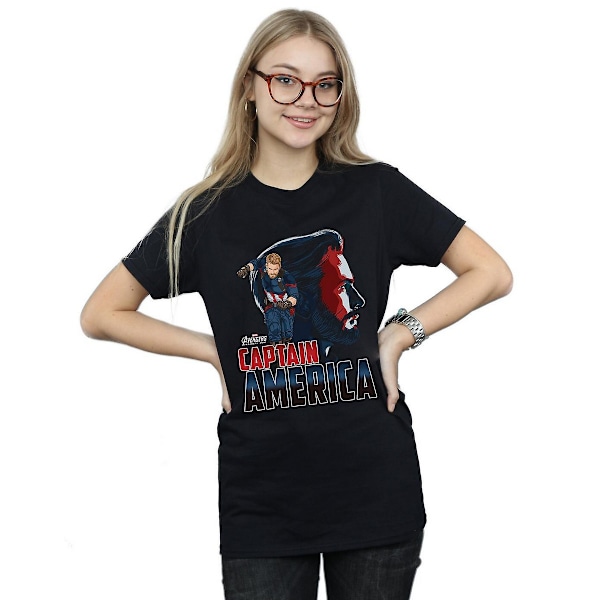 Avengers Infinity War Dam/Damer Captain America Bomull Pojkvän T-shirt Black S
