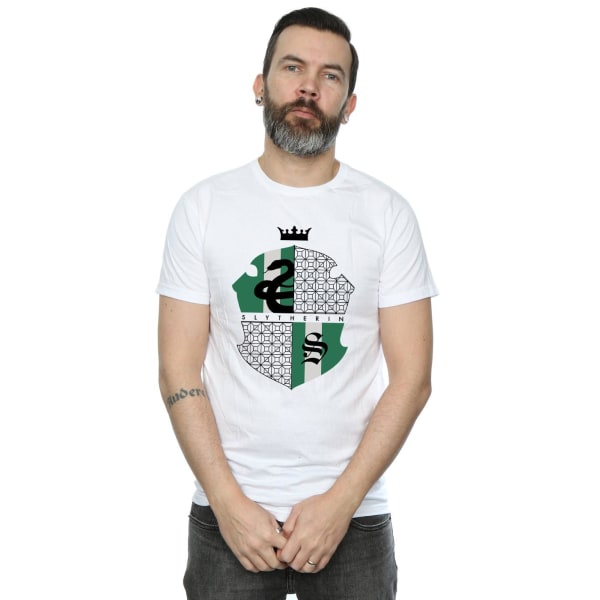 Harry Potter T-shirt för män med Slytherins emblem, vit, storlek M White M