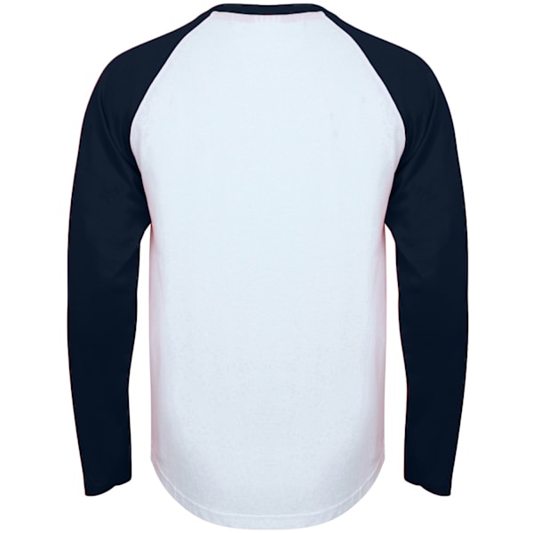Skinni Fit herr långärmad baseball T-shirt L vit/Oxford marinblå White/Oxford Navy L