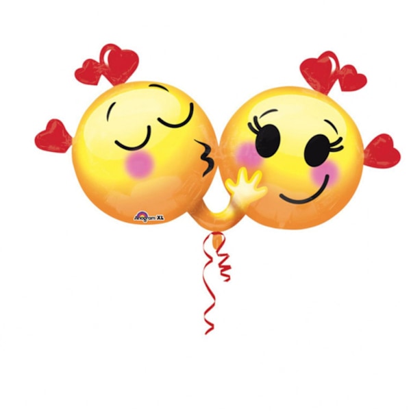 Amscan Hug And Kiss Emoticon Folieballong En Storlek Gul/Röd Yellow/Red One Size