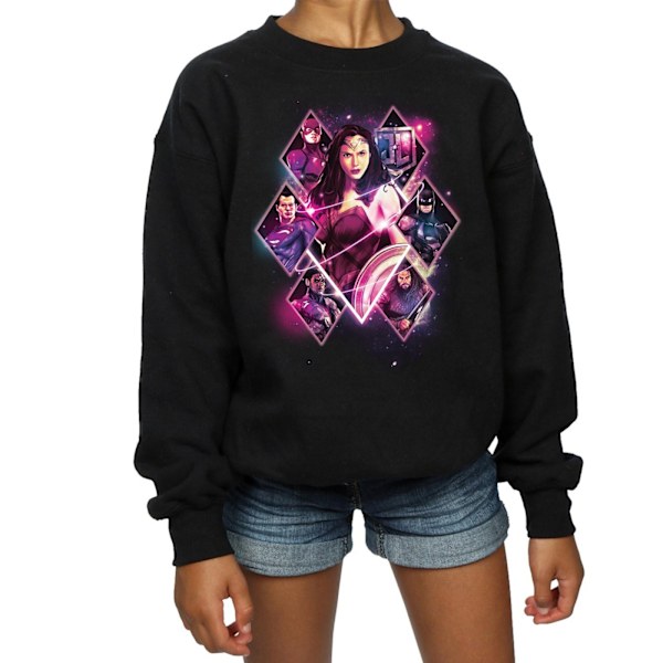 DC Comics Girls Justice League Movie Team Diamonds Sweatshirt 1 Black 12-13 Years