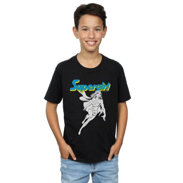 DC Comics Boys Supergirl Mono Action Pose T-shirt 7-8 år Bla Black 7-8 Years