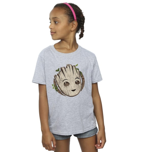 Marvel Girls I Am Groot Trähuvud Bomull T-shirt 3-4 år Sp Sports Grey 3-4 Years