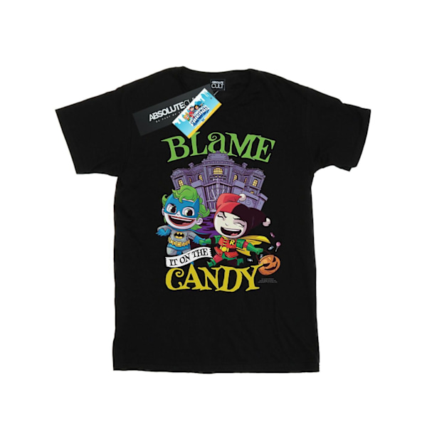 DC Comics Girls Super Friends Blame It On The Candy Cotton T-Sh Black 9-11 Years