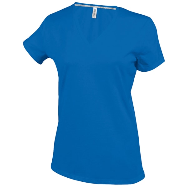Kariban Dam/Kvinnor Feminin Passform Kortärmad V-ringad T-shirt Royal Blue XL