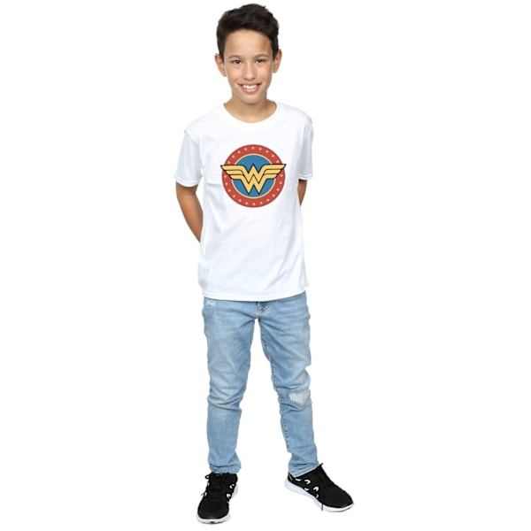 DC Comics Boys Wonder Woman Circle Logo T-Shirt 7-8 år Vit White 7-8 Years