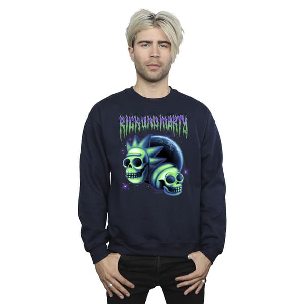 Rick And Morty Herr Space Skull Sweatshirt M Marinblå Navy Blue M