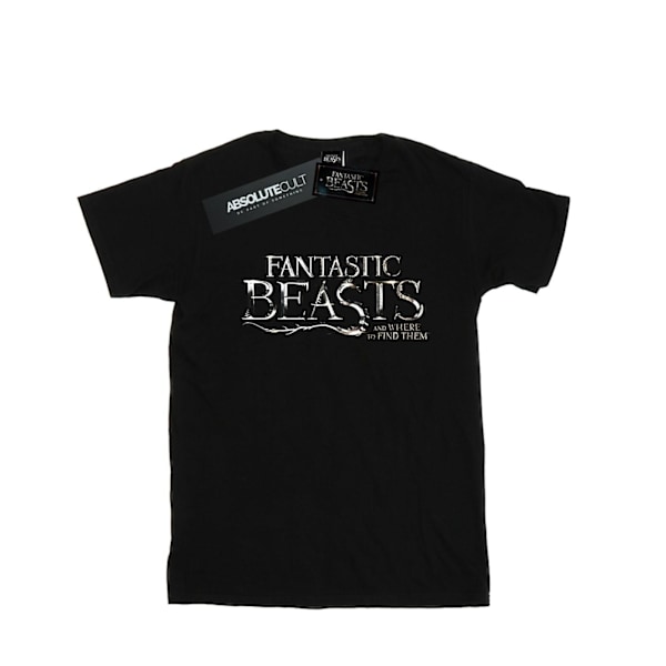 Fantastic Beasts Girls Text Logo Bomull T-shirt 7-8 År Svart Black 7-8 Years