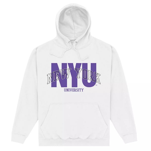 New York University Unisex Vuxen Script Hoodie XL Vit White XL