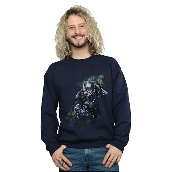 Marvel Herr Svart Panther Wild Silhouette Sweatshirt S Marinblå Navy Blue S