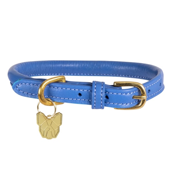 Digby & Fox Rullat läder spänne hundhalsband S - Halslinje: 35 cm Royal Blue S - Neckline: 35cm-40cm