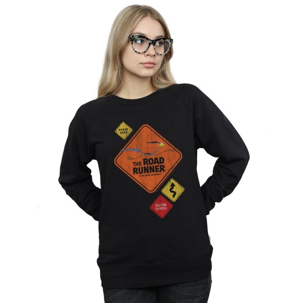 Looney Tunes Dam/Dam Road Runner Road Sign Sweatshirt XL Black XL