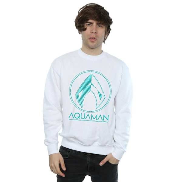 DC Comics Herr Aquaman Aqua Logo Sweatshirt M Vit White M
