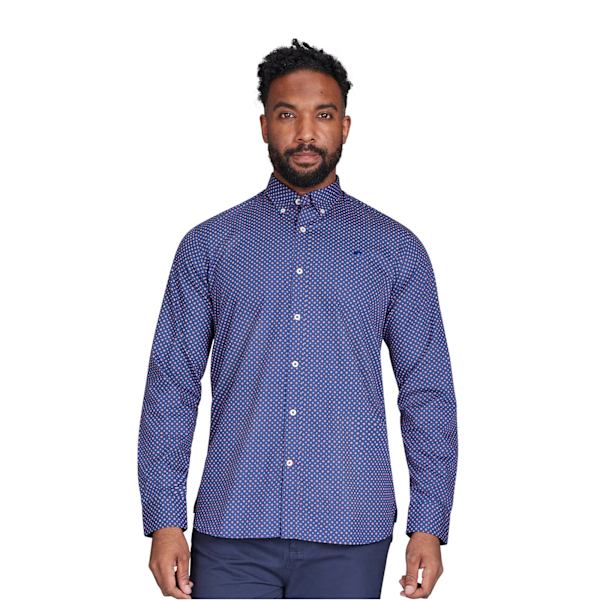 Raging Bull Herr Geometrisk Långärmad Skjorta 4XL Marinblå Navy 4XL