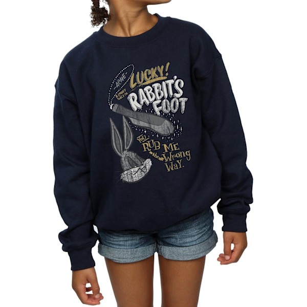 Looney Tunes Girls Bugs Bunny Rub Me The Wrong Way Sweatshirt 9 Navy Blue 9-11 Years