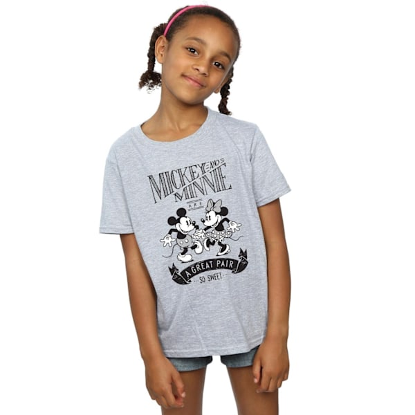 Disney Girls Mickey och Minnie Mouse Great Pair Bomull T-shirt Sports Grey 7-8 Years