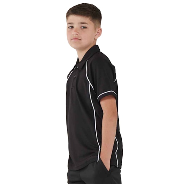 Finden & Hales Barn/Barn Performance Kontrast Piping Polo Black/White 9-10 Years