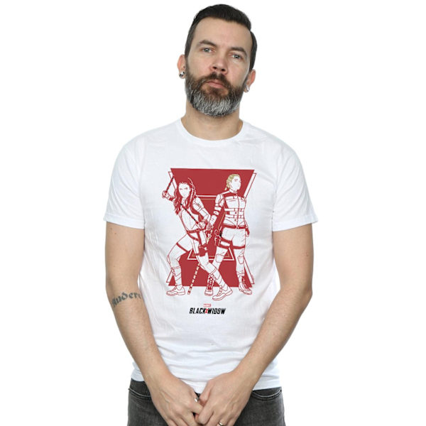 Marvel Mens Black Widow Movie Sisters Silhouette T-Shirt M Vit White M