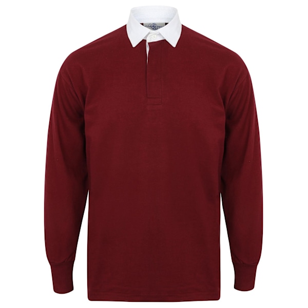 Front Row Långärmad Klassisk Rugby Polotröja L Mörk Bourgogne/ Deep Burgundy/White L