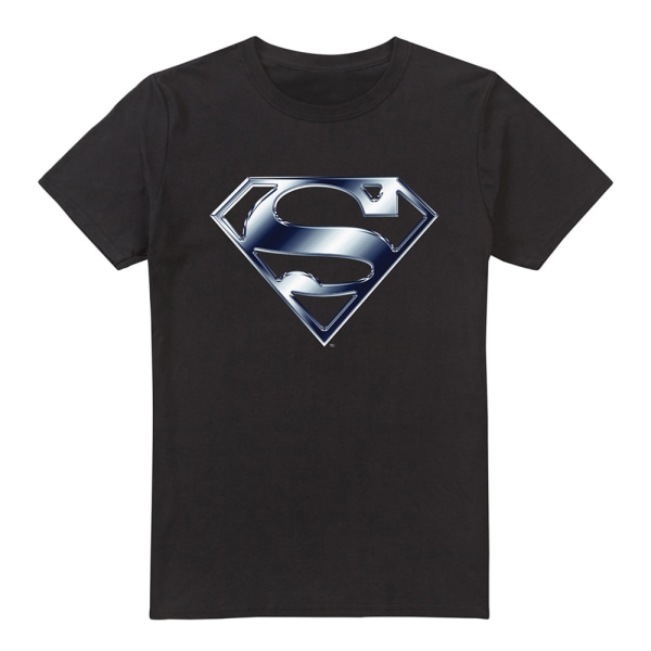 Superman Herr metallisk logotyp T-shirt L Svart Black L