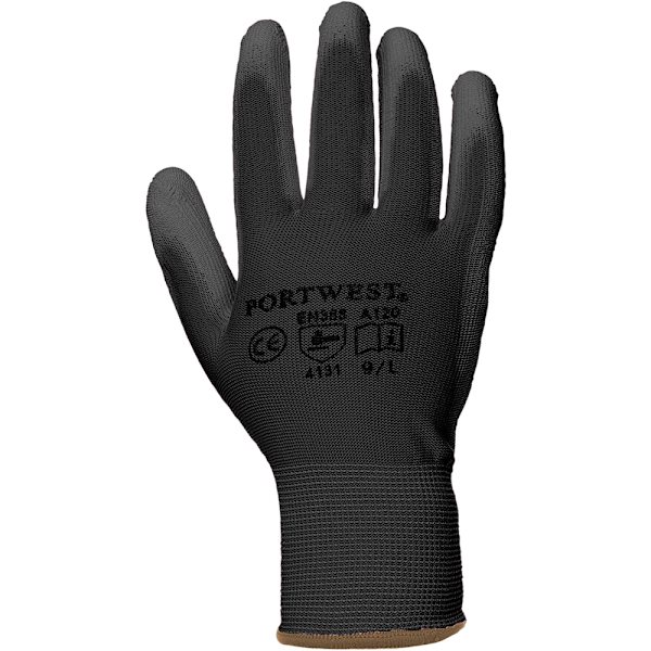 Portwest PU-belagda handskar (A120) / Arbetskläder M Svart Black M