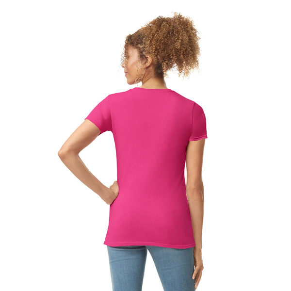 Gildan Womens/Ladies Softstyle Plain Ringspun Cotton Fitted T-Shirt Heliconia 10 UK