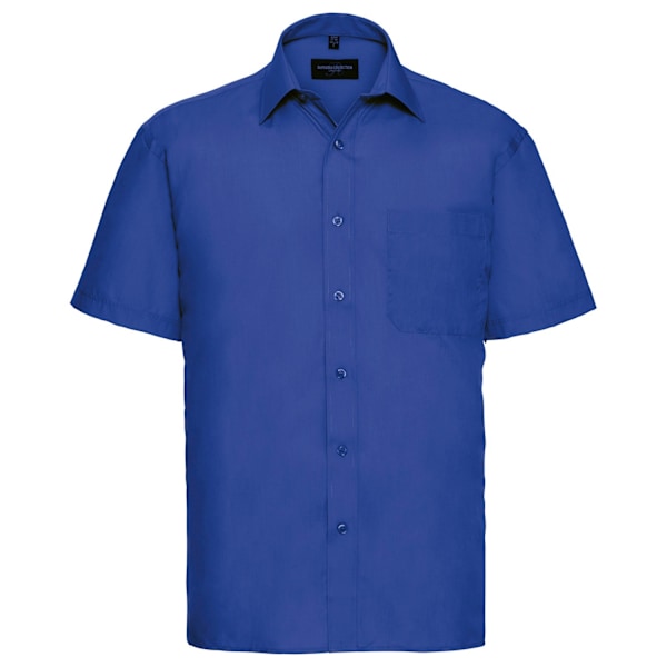 Russell Collection Herr Poplin Easy-Care Kortärmad Skjorta 17 Bright Royal Blue 17in-17.5in