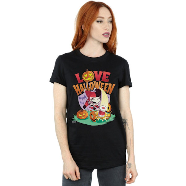 DC Comics Dam/Damer Super Friends Harley Quinn Love Halloween Bomull Boyfriend T-shirt 3XL Svart Black 3XL