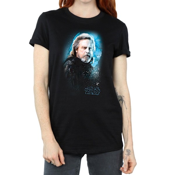 Star Wars Dam/Damer The Last Jedi Luke Skywalker Borstad Bomull Boyfriend T-Shirt M Svart Black M