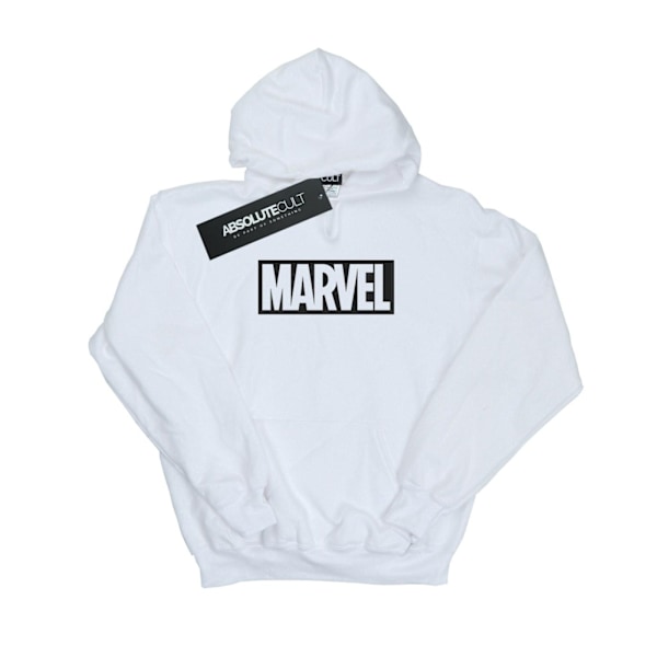 Marvel Boys Logo Outline Hoodie 7-8 år Vit White 7-8 Years