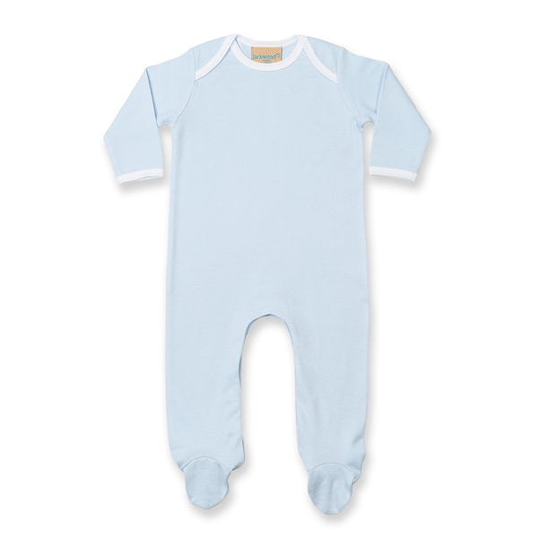 Larkwood Baby Unisex Kontrast Långärmad Sovdräkt 3-6 Pale B Pale Blue/White 3-6