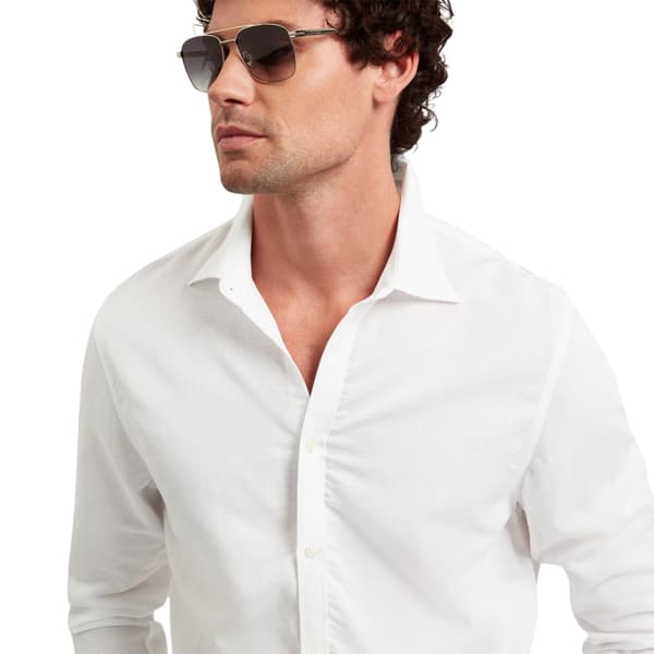 Ted Baker Herr Linneblandning Regular Långärmad Skjorta XXL Vit White XXL