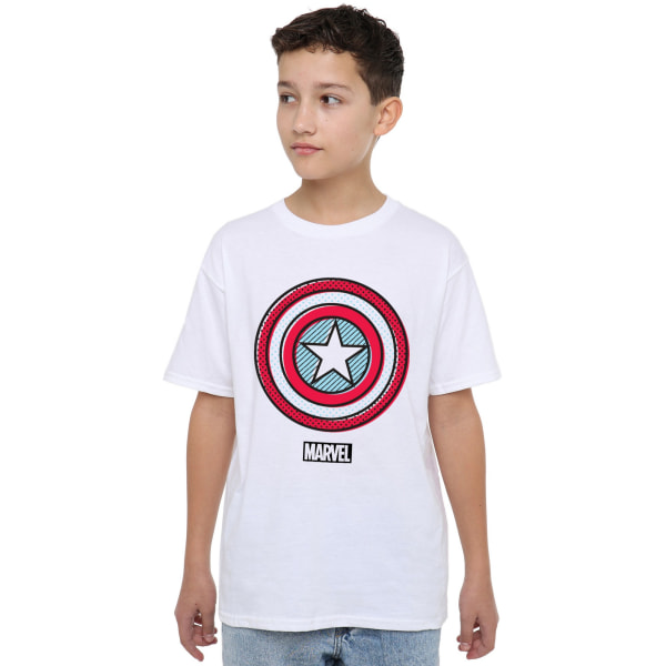 Captain America Childrens/Kids Ziptone Shield T-shirt 7-8 år White 7-8 Years