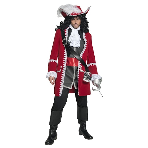 Smiffys Herr Deluxe Autentisk Piratkapten Kostymset XL Röd Red/Black/White XL