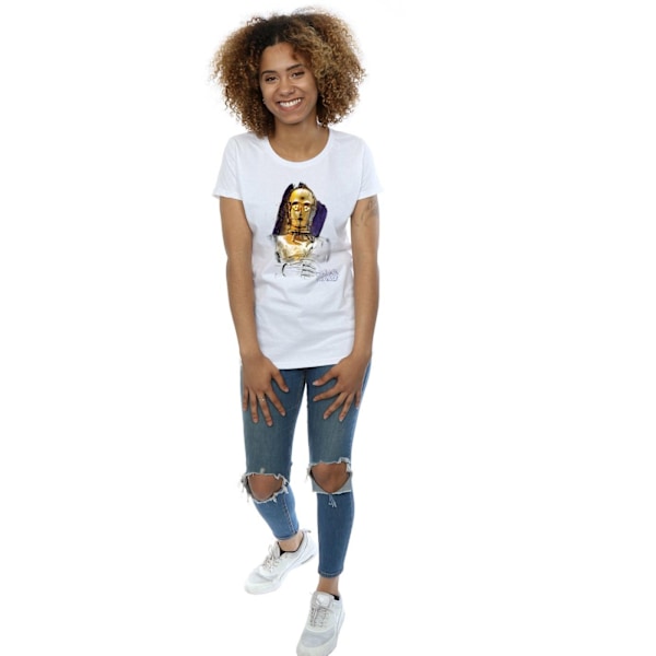 Star Wars Dam/Kvinnor The Last Jedi C-3PO Borstad Bomull T-Sh White XXL
