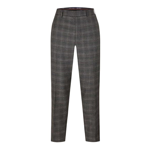 Ted Baker Herr Rutiga Raka Byxor 46R Grå Grey 46R