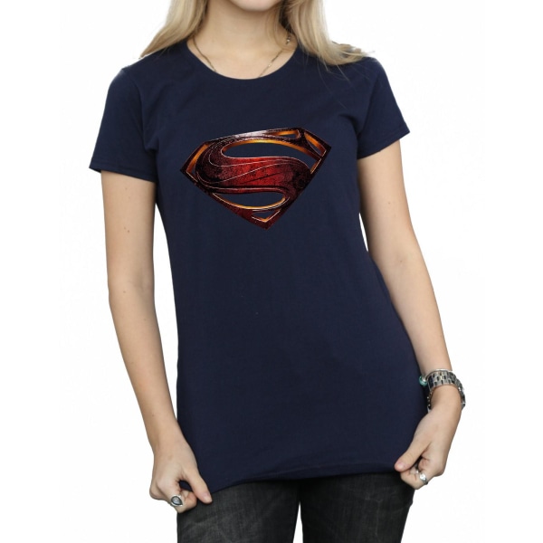 Superman Dam/Ladies Logotyp bomull T-shirt XL Marinblå Navy Blue XL