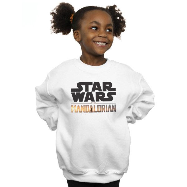 Star Wars Tjej Mandalorian Logotyp Sweatshirt 5-6 År Vit White 5-6 Years