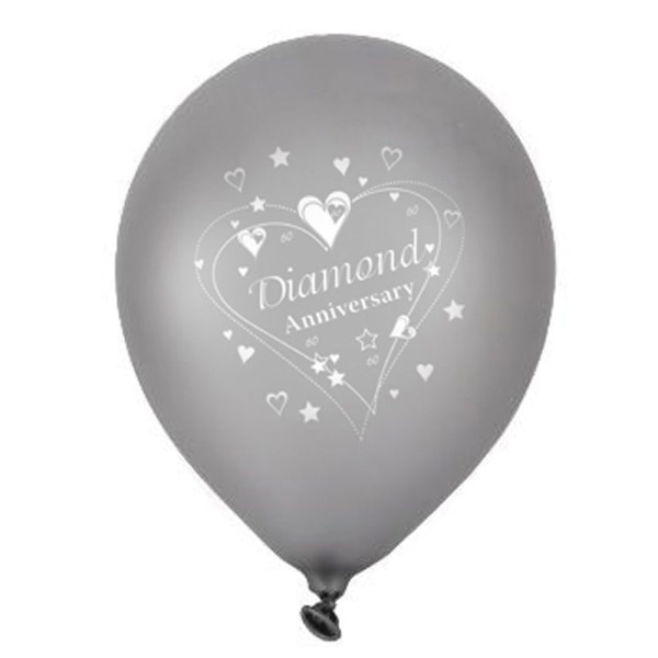 Creative Party Diamantjubileumsballonger (paket med 6) One Siz Silver/White One Size