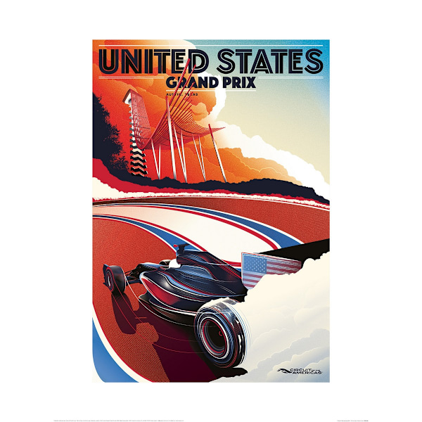 Zoom Circuit Of The Americas 2016 Formel 1 Poster 40cm x 30cm Red/White/Black 40cm x 30cm