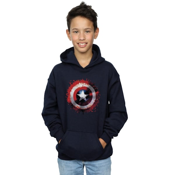 Marvel Boys Avengers Captain America Art Shield Hoodie 7-8 år Navy Blue 7-8 Years