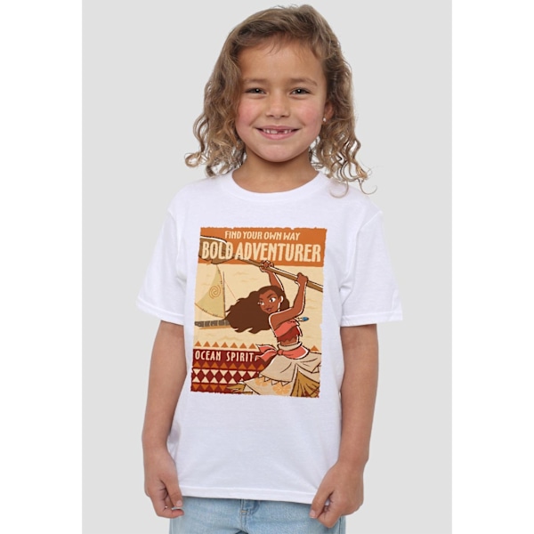 Moana Barn/Flickor Djärv Äventyrare T-shirt 7-8 År Vit White 7-8 Years