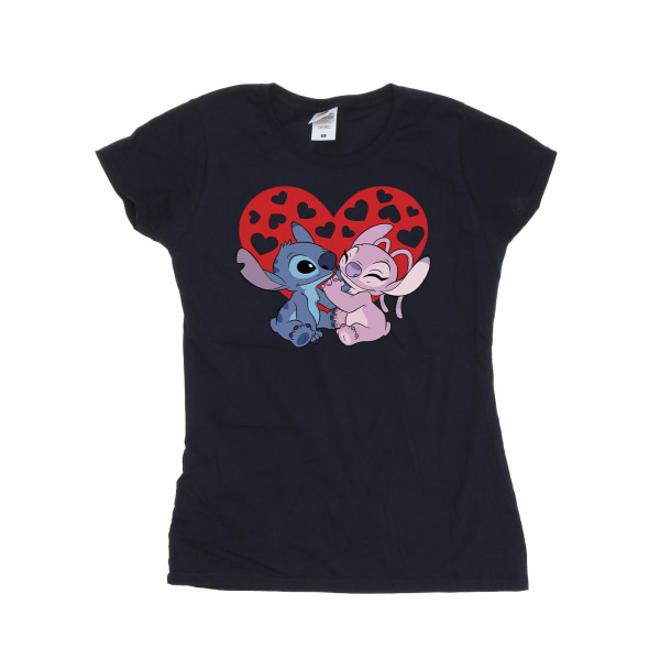 Disney Dam/Dam Lilo & Stitch Hearts T-shirt bomull L Marinblå Navy Blue L