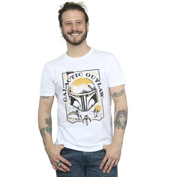 Star Wars: The Book Of Boba Fett Mens Galactic Outlaw Distress White M