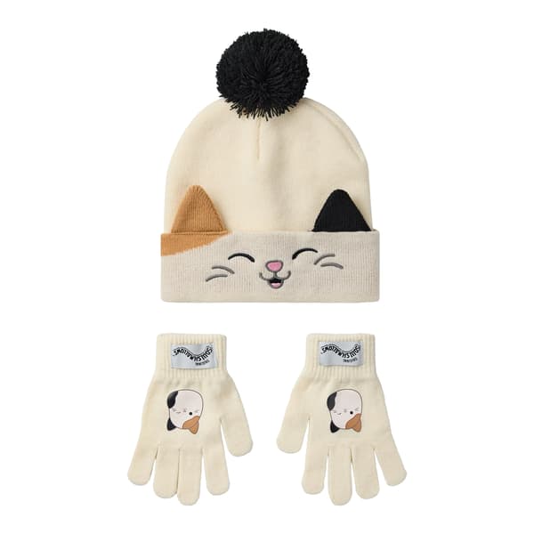 Squishmallows Flickor Cam Katten Mössa & Handskar Set One Size Be Beige One Size